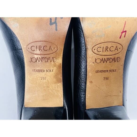 Vtg Circa Joan & David Heels Andre Black Leather Block Heel Womens 7 - Picture 2 of 9